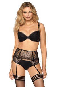 Linsori Noir Embroidered Push Up Bra - styled view