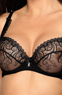 Linsori Noir Embroidered Soft Cup Bra 2 - back view