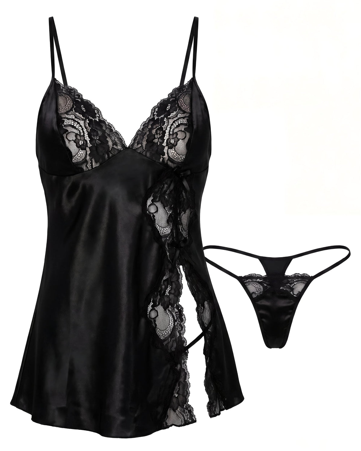 linsori - Midnight Lace-Up Babydoll - white background
