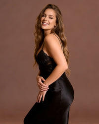 Linsori Midnight Lace Trailing Gown -  Left view