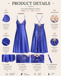 Linsori Sapphire Lace Trailing Gown -  Product detail view
