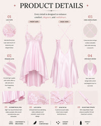 Linsori Blush Charmeuse Lace Chemise -  Product detail view