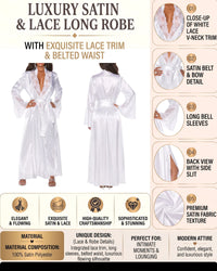 linsori - Pearl Charmeuse Lace Long Robe Plus Size - product detail
