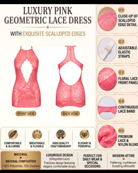 Linsori Coral Gartered Lace Chemise -  Product detail view