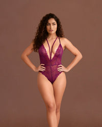 Linsori Amethyst Diamante Crossover Teddy - Front view 