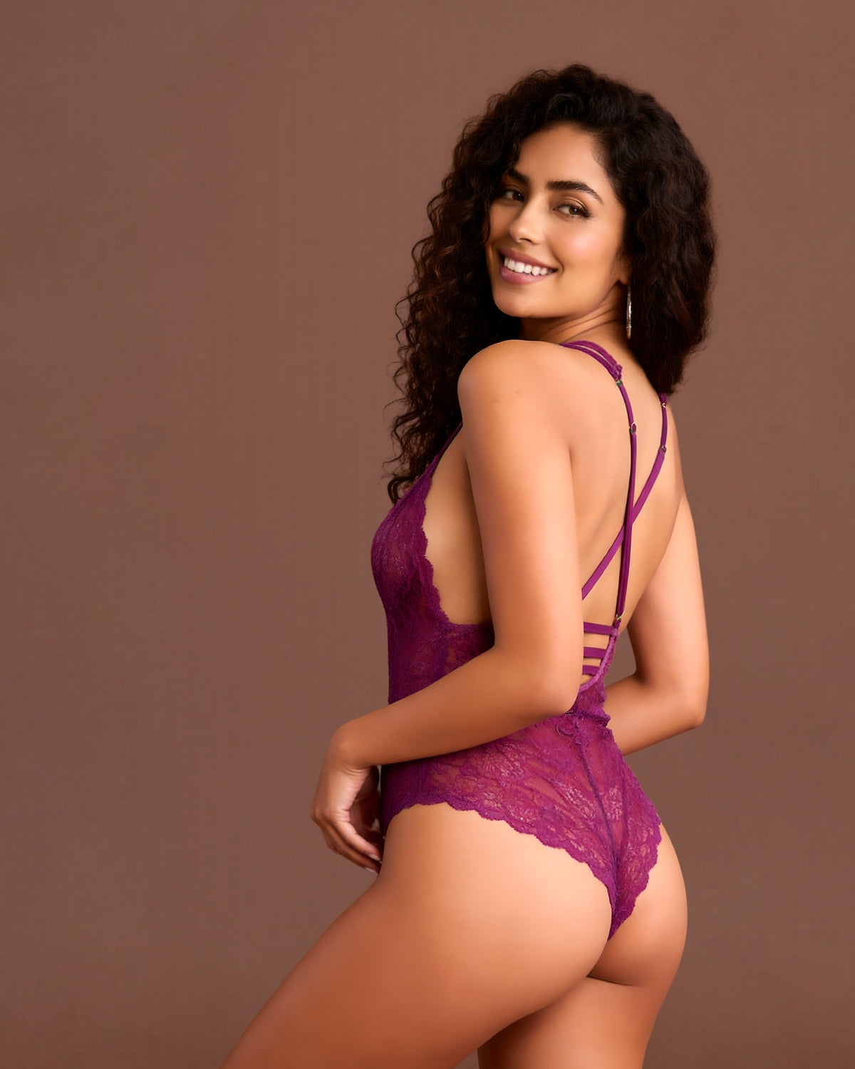 Linsori Amethyst Diamante Crossover Teddy -  back view
