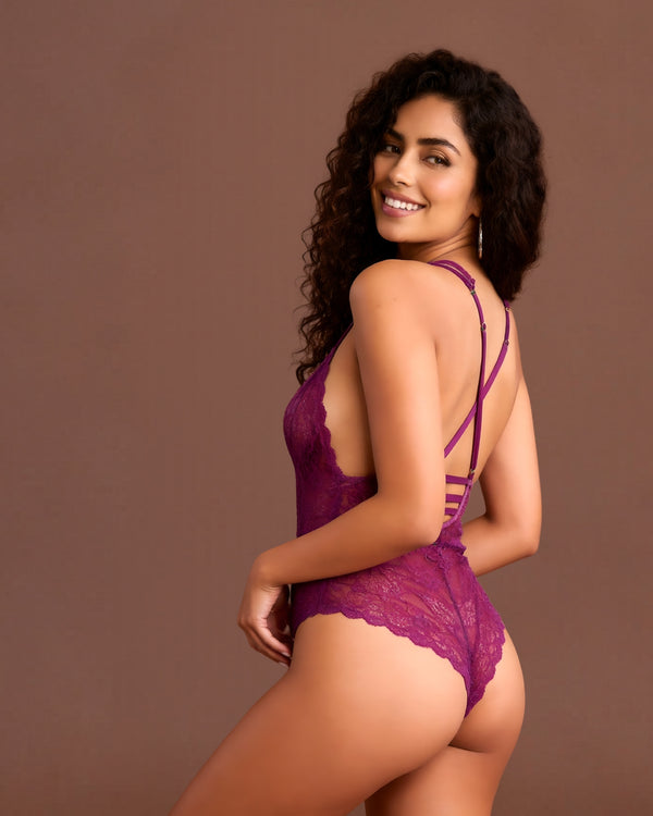 Linsori Amethyst Diamante Crossover Teddy -  back view