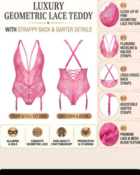 Linsori Rose Rhinestone Gartered Chemise -  Product detail view