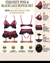 Linsori Noir Rose Gartered Bra Set -  Product detail view