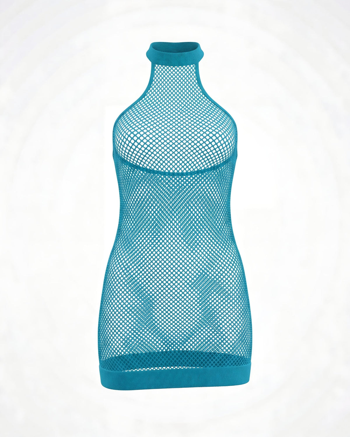 Linsori Turquoise Fishnet Halter Chemise - White background view