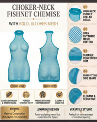 Linsori Turquoise Fishnet Halter Chemise -  Product detail view