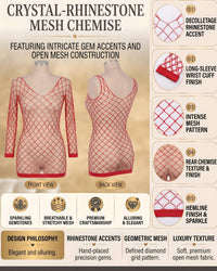 Linsori Scarlet Rhinestone Fishnet Chemise -  Product detail view