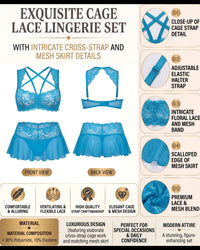 Linsori Turquoise Lace Crop & Skirt Set -  Product detail view
