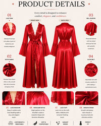 Linsori Crimson Charmeuse Long Robe -  Product detail view