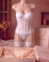 Linsori Pearl Sweetheart Lace Corset Set - Mannequin View