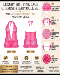 Linsori Hot Pink Rhinestone Babydoll -  Product detail view