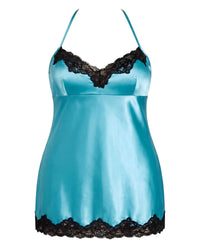Linsori Peacock Charmeuse Scalloped Lace Chemise - White background view
