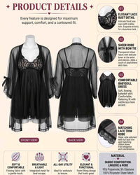 Linsori Midnight Lace Three-Piece Babydoll Set -  Product detail view