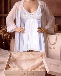 Linsori Pearl Three-Piece Babydoll Peignoir Set - Mannequin View
