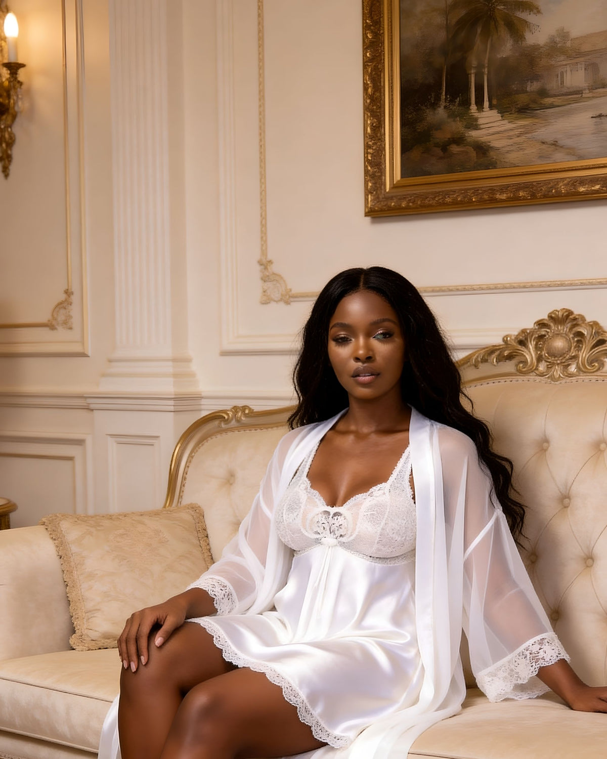 Linsori Pearl Three-Piece Babydoll Peignoir Set - Lifestyle view