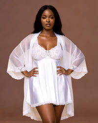Linsori Pearl Three-Piece Babydoll Peignoir Set - Front view 