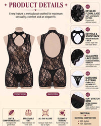 linsori - Noir Lace Keyhole Chemise - product detail