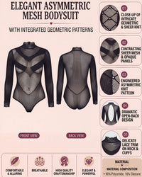 Linsori Noir Chevron Lace Teddy -  Product detail view