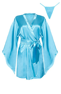 Linsori Azure Satin Peignoir Collection - detail view