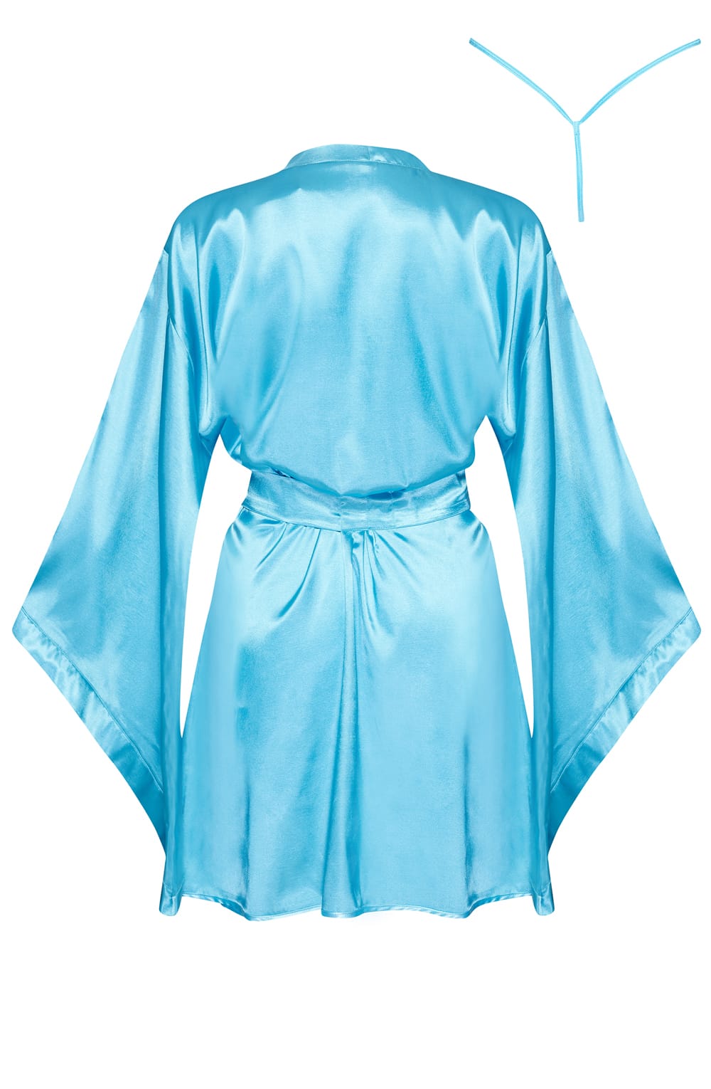 Linsori Azure Satin Peignoir Collection - side view