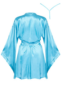 Linsori Azure Satin Peignoir Collection - side view