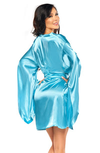 Linsori Azure Satin Peignoir Collection - lifestyle view