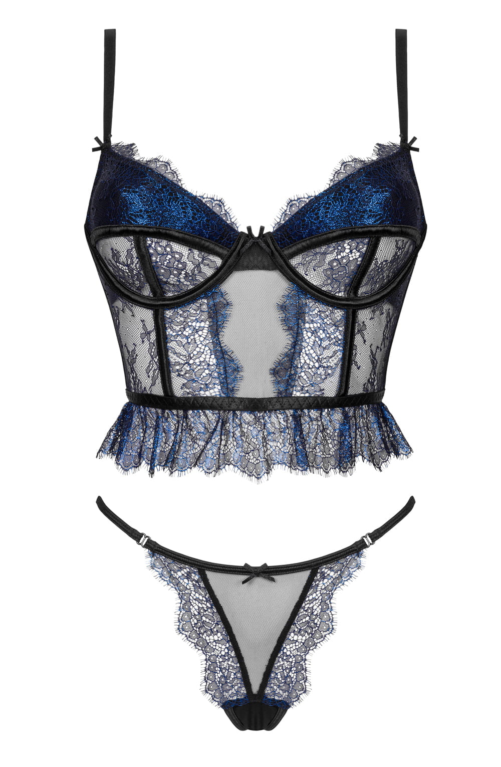 Linsori Sapphire Lace Corset Floral Lace Set - back view