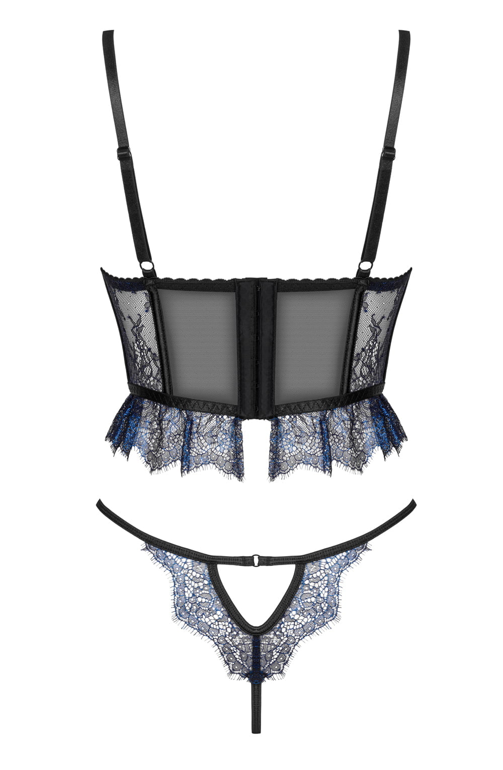 Linsori Sapphire Lace Corset Floral Lace Set - side view