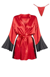 Linsori Crimson Satin Peignoir Collection - detail view