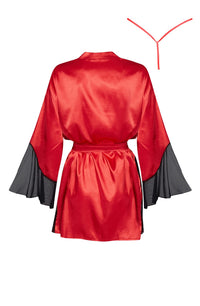 Linsori Crimson Satin Peignoir Collection - side view