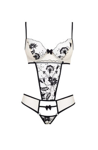 Linsori Noir Floral Embroidered Teddy - back view
