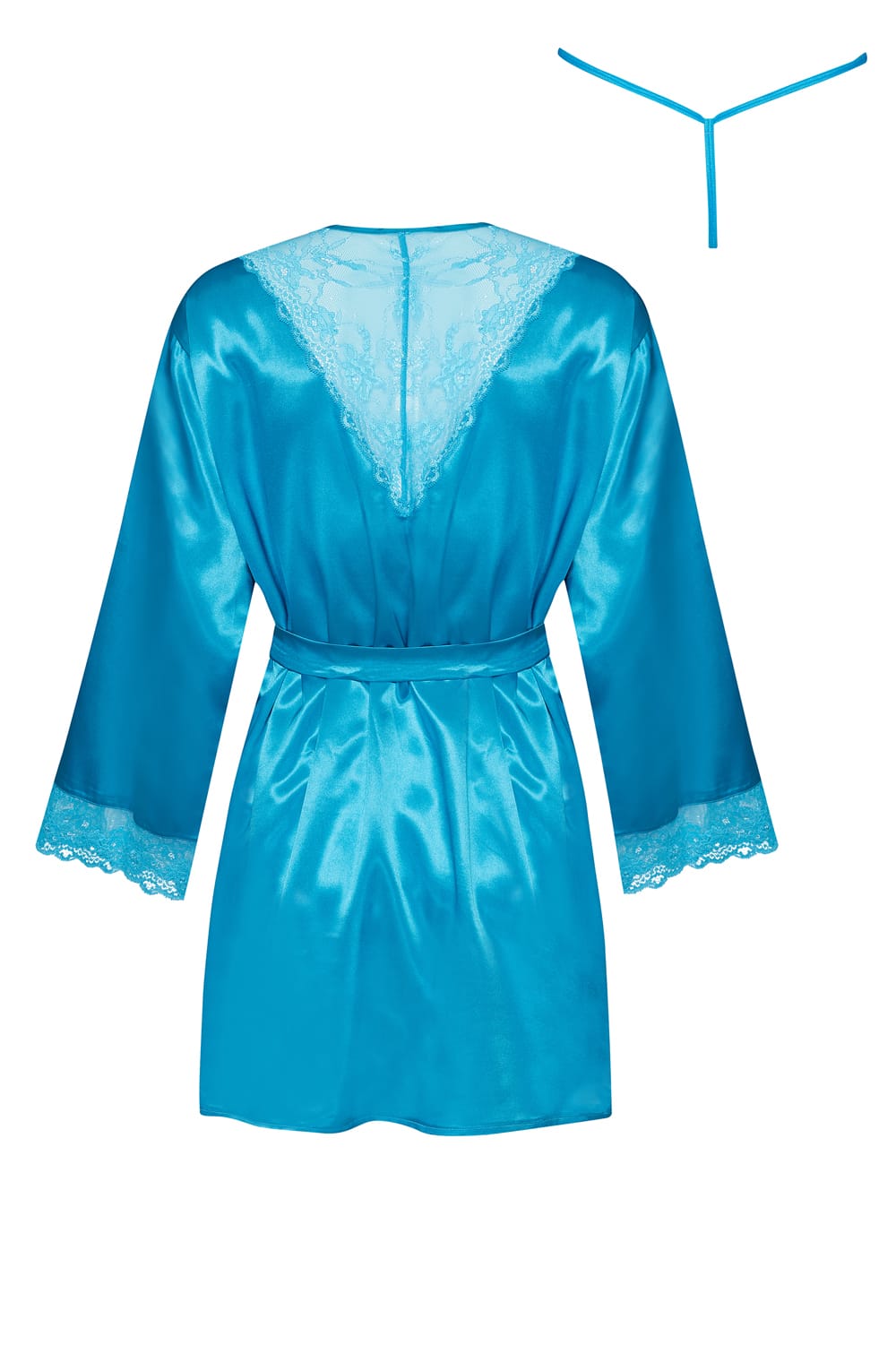 Linsori Azure Silk Peignoir Delicate Robe - side view