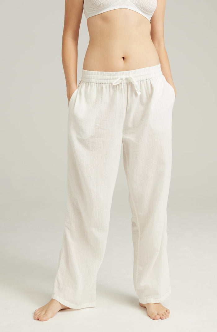 Linsori Ivory Organic Cotton Lounge Trouser - detail view