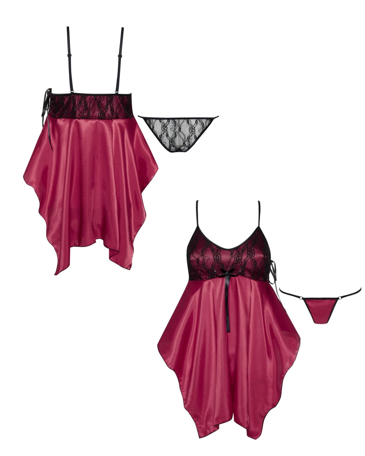 Linsori Amethyst Satin Lace Chemise Plus Size - White background view