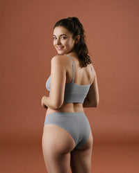Linsori Storm Grey Sand Seamless TENCEL™ Bralette -  back view