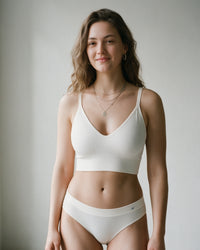 Linsori Sand Seamless TENCEL™ Bralette - Lifestyle view