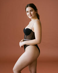 Linsori Diamante Noir Sheer Bodysuit Plus Size -  Left view
