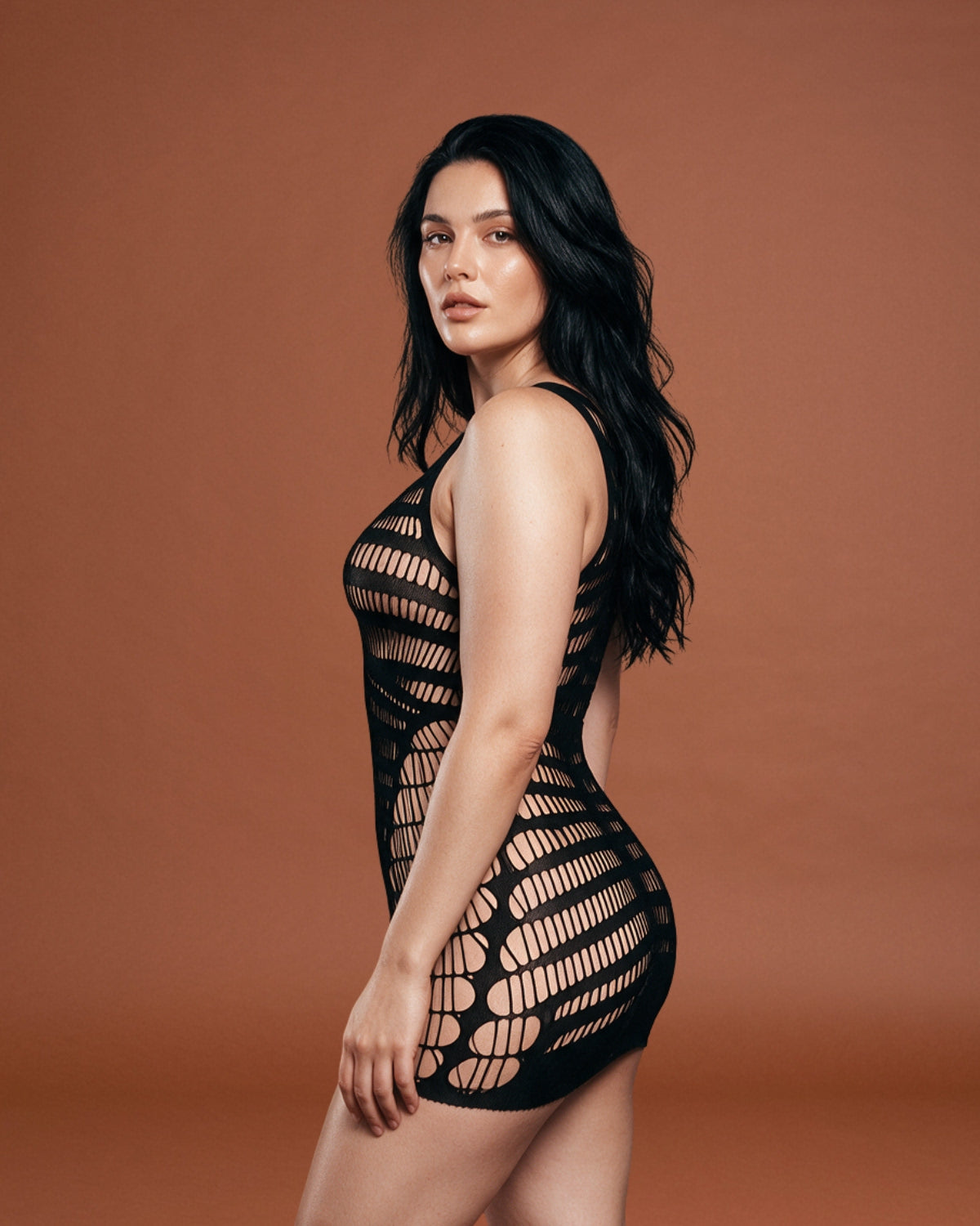 Linsori  Shadow Net Curve-Hugging Dress Plus Size -  Left view