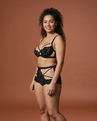 Linsori Noir Blossom Lace Bra & Brief Set - left view