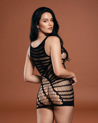 Linsori  Shadow Net Curve-Hugging Dress Plus Size -  back view