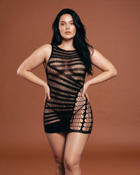 Linsori  Shadow Net Curve-Hugging Dress Plus Size - Front view 