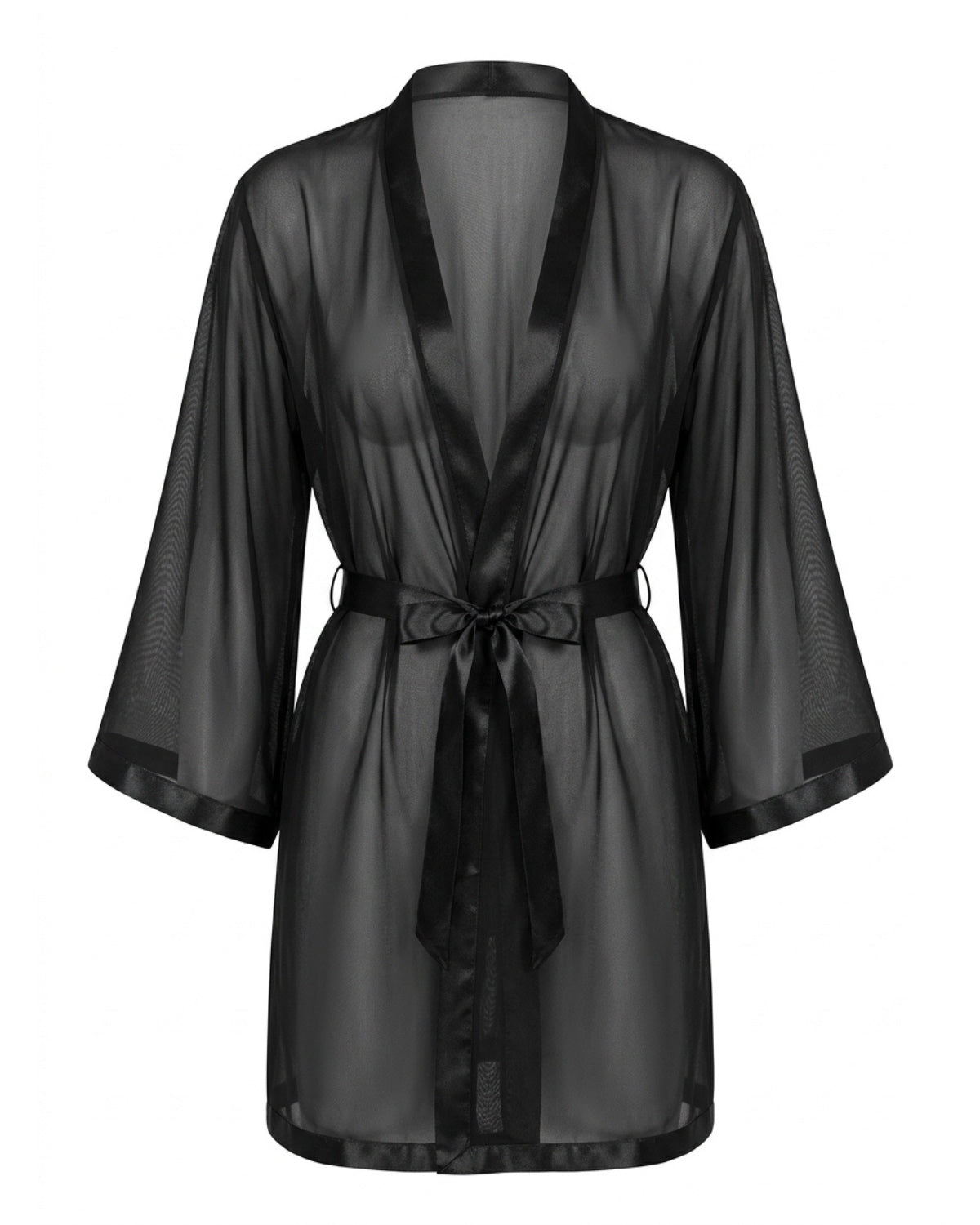 Linsori Noir Sheer Chiffon Delicate Robe - White background view
