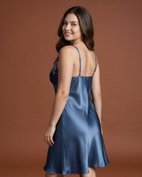 Linsori Azure Satin Elodie Nightdress -  back view