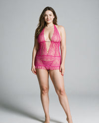 Linsori Hot Pink Rhinestone Babydoll - Lifestyle view
