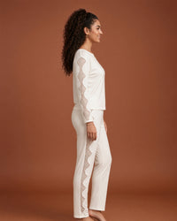Linsori Ivory Lace Trimmed Pyjama Set -  Right view
